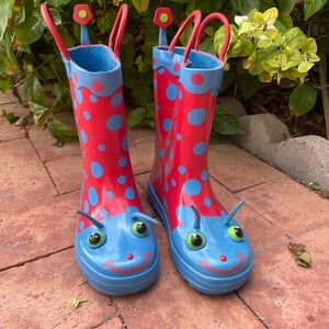 Kids Ladybug Rain Boots - Red and Blue Delight